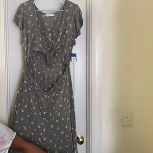 Brand new olive green dress with pink flowers, size XL